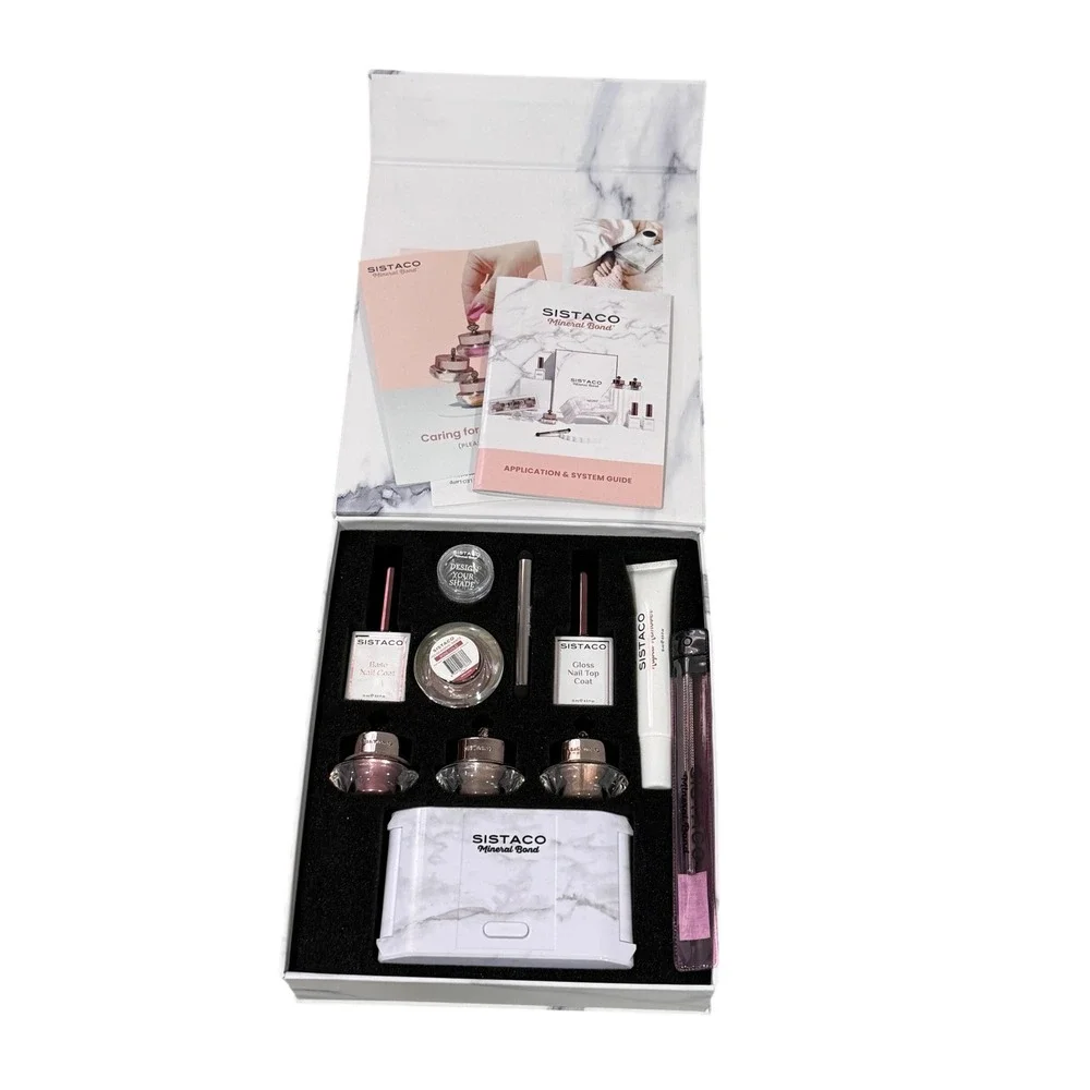 Sistaco Mineral Bond Nail Starter Kit LED Lamp Metallic Powder READ